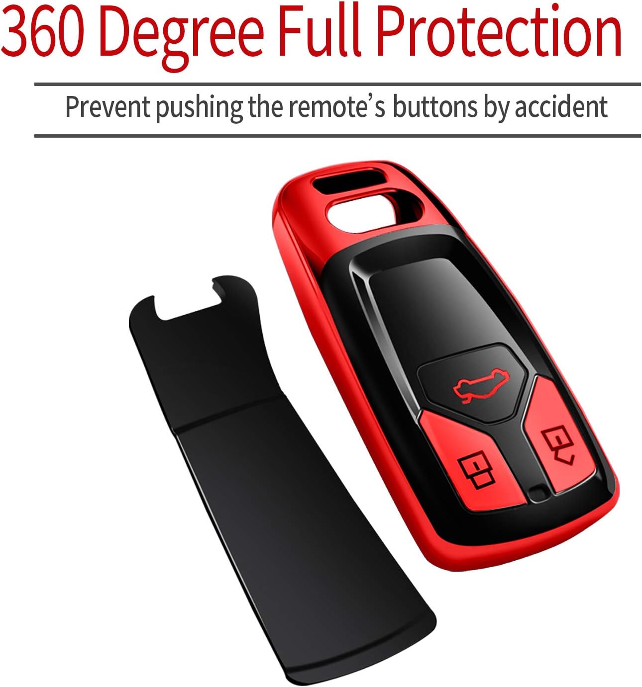 Tukellen for Audi Key Fob Cover, Special Soft TPU Key Case Cover Protector Compatible with Audi A4 Q7 Q5 TT A3 A6 SQ5 R8 S5 Smart Key (Red)