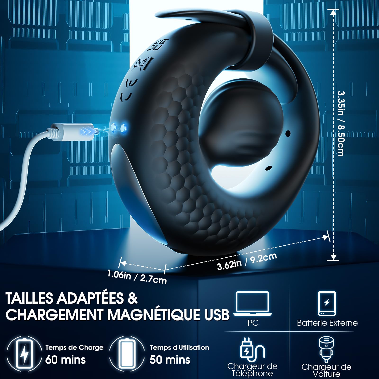 Anneaux de Pénis Vibrant Sex Toys Homme - Cock Ring Vibromasseurs Sextoy Homme avec 10 Vibrations, Anneau Penien - Anneau Homme Réglable APP Anneau Vibrant Pénis Clitoridienne Jouet Sexualité Couple