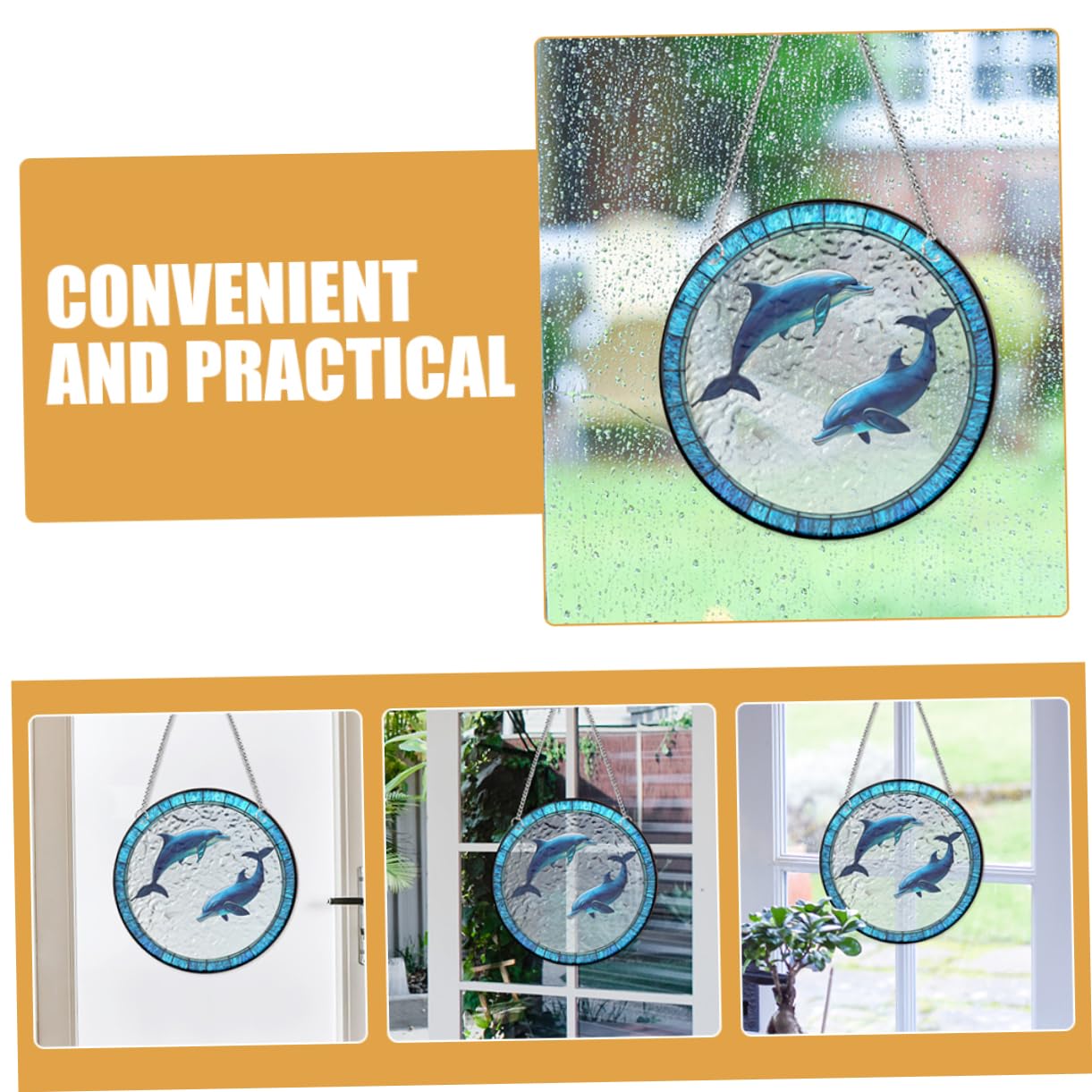 Yardwe 1set Decorazioni Da Appendere Per Finestra Con Ciondolo Forma Di Delfino Acchiappasole Artistico Per Giardino e Casa Elegante e Resistente