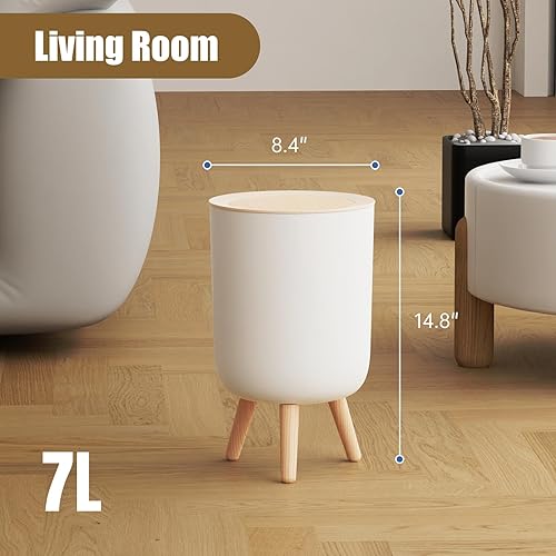Miniatura 7 de URALFA Cubo de basura con sensor de movimiento con tapa, cubo de basura para baño, pequeño cubo de basura blanco sin contacto con patas, papelera