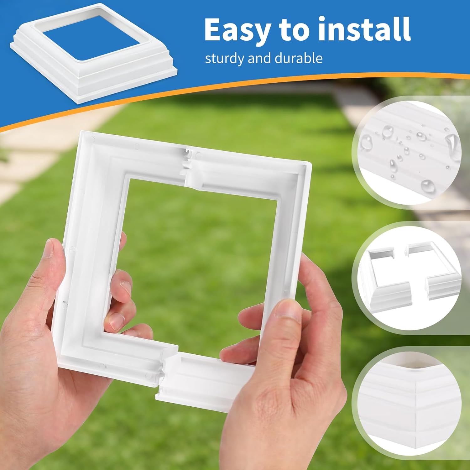 JarThenaAMCS 12Pcs Vinyl Post Skirt 4 x 4 Inch White Post Base Cover Split Style Vinyl Fence Post Sleeve Reusable Column Wraps Post Trim for Porch Fence Deck Stairs Rails