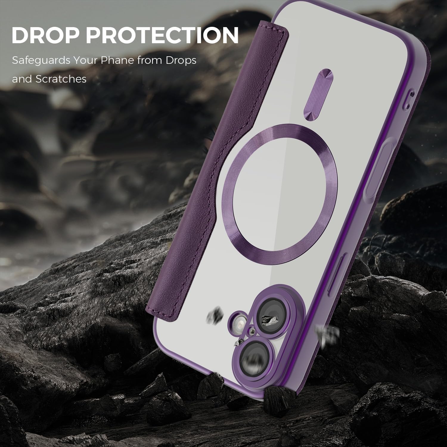 Magnetic for iPhone 17 Wallet Case Leather Flip Purple JD image 4