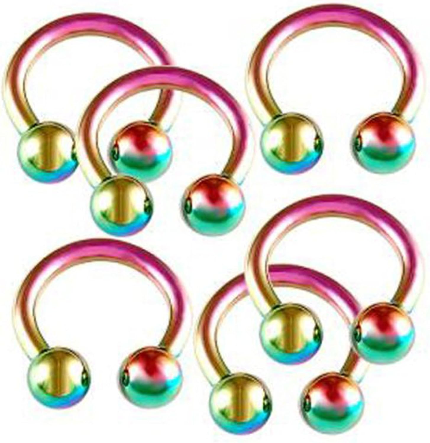 14G 14 Gauge 5/16 Inch surgical steel eyebrow lip bars ear tragus horseshoe rings circular barbells Piercing 6Pcs