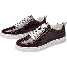 Men's Breathable Leather Lace-Up Sneakers Flat Comfortable Non-Slip Lightweight Casual Shoes for Daily Outdoor Walking Work Activities