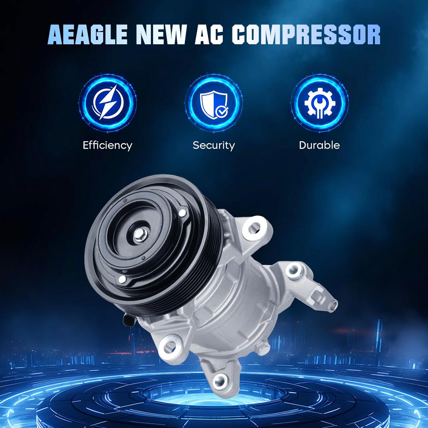 Air Conditioning Compressor and A/C Clutch for Dodge Ram 1500 Ram 2500 Ram 3500 5.7L 2003 2004 2005 2006 2007 2008（Only for Pickup）