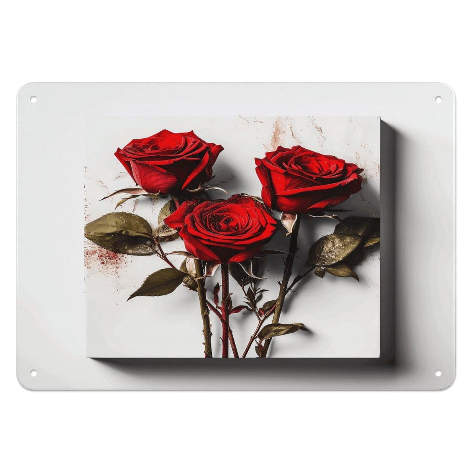 Btcowzrv Style Hand Drawn Rose Metal Sign, 5.5" X 7.9" Tin Wall Decor, Wall Art Plaques For Home Wedding Decor Room Living Room Decoration