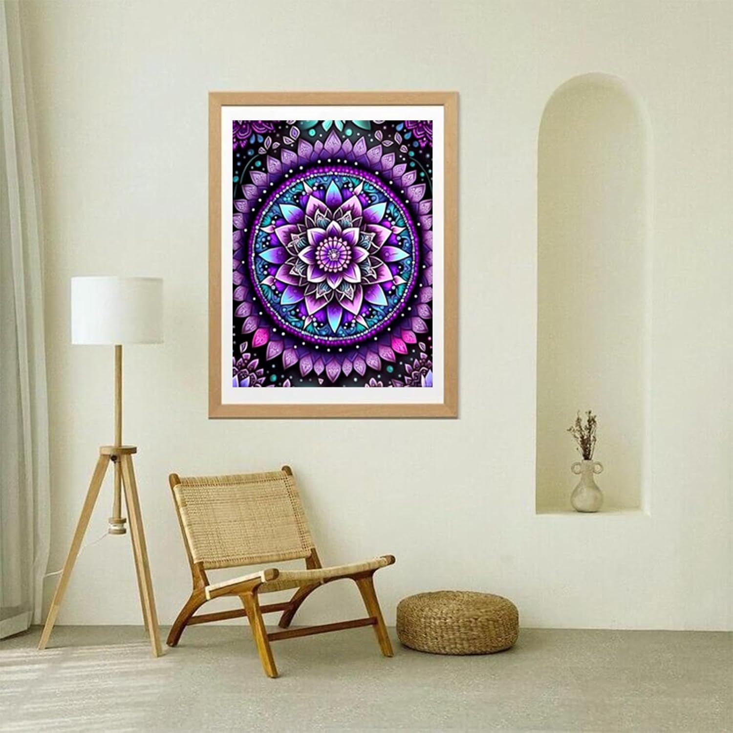 HMDIIMGE 5D Purple Mandala Diamond Painting, Full Diamond Cross Stitch Set Home Decor Gift, Adult Leisure and Relaxation Vertical Perfect Wall Decor Kitchen Decor 12x16 Inch