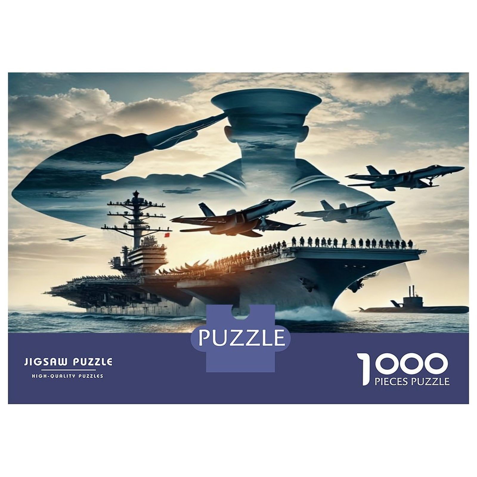 Military Navy Warship 1000 Piece Classic Jigsaw Puzzle Jigsaw Puzzle Set Thick Cardboard Teen Puzzle Fans 12-18 Logic Skill After-School Party Game Best Gift Lovers 38x26cm/1000pcs — image 1
