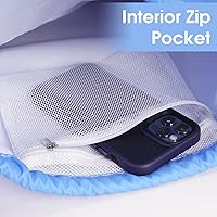 Vista 6 de WANDF Mochila deportiva con cordón, bolsa de gimnasio con hombreras, resistente al agua, bolsa de cincha para mujeres y hombres, Azul Gradiente