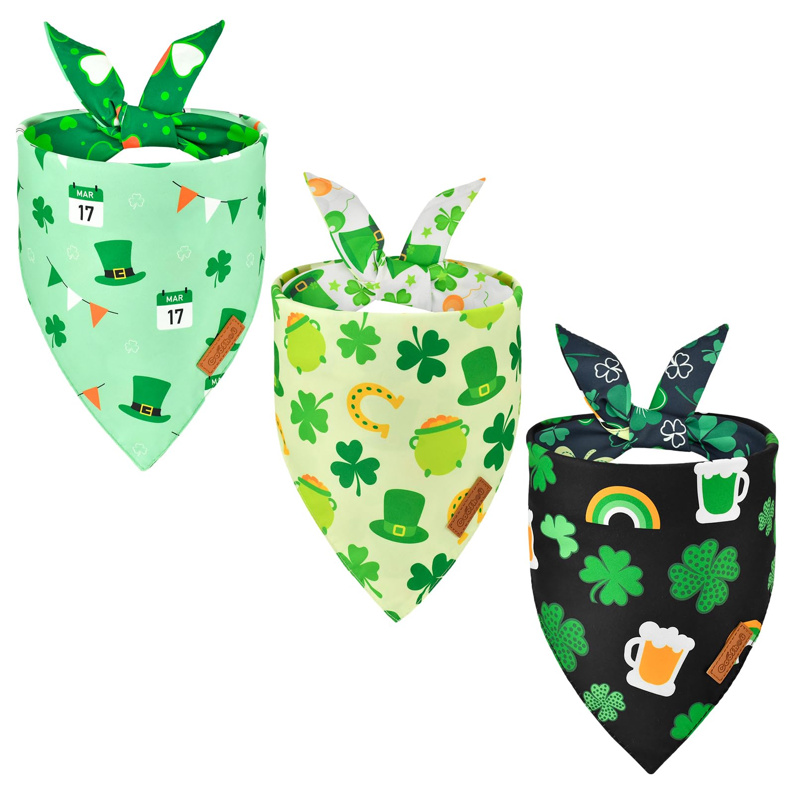 Bandana trèfle pour chien bavoir lavable et ajustable de la Saint-Patrick