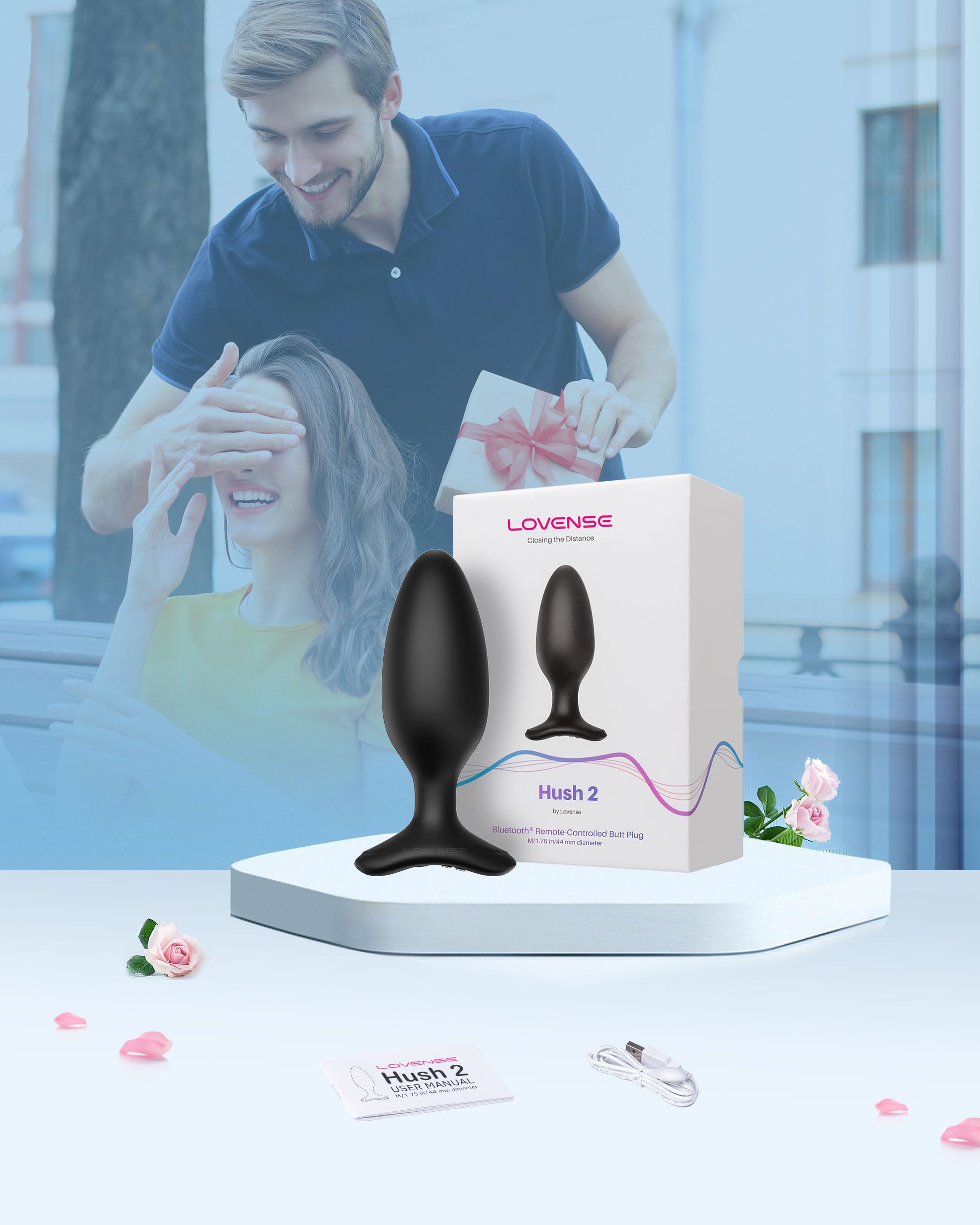 LOVENSE Hush 2 Vibrating Butt Plug 1.75", Silicone Anal Vibrator for Men with Remote Control, Waterproof and Rechargeable Big Plug Vibration Machine for Women, Adult Anal Plug Sex Toys for Couples: 1.75 in