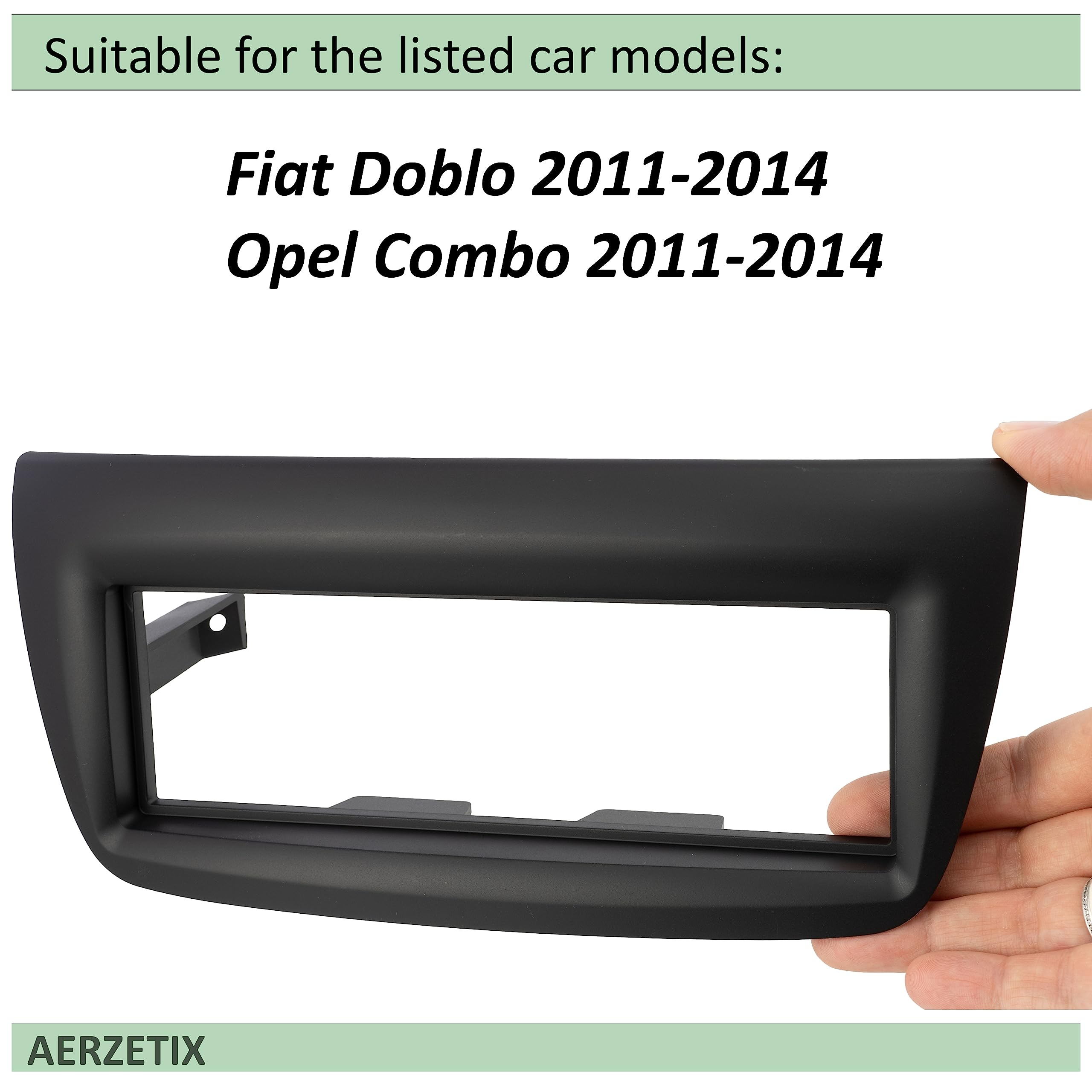 AERZETIX - C40989 - Marco Adaptador 1 DIN para Radio de Coche - en plástico - Compatible con Fiat Doblo 2011-2014, Opel Combo 2011-2014