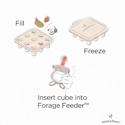 Miniatura 2 de Moss and Fawn Baby's First Bites - Kit de iniciación  Bandeja para cubitos de hielo, alimentador de forraje, molde para congelador y alimentador