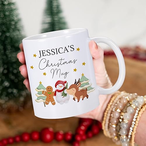 Miniatura 5 de Taza de café de Navidad personalizada con nombre personalizado, tazas de Navidad de 11 onzas, taza de cerámica, taza de té, regalos de Navidad
