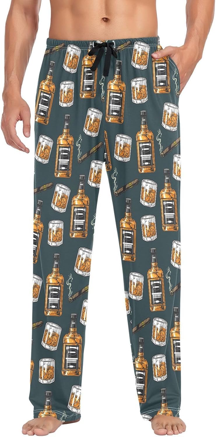 ZZKKO Pajamas Pants for Men Horses Animals Men's Pajama Bottoms 100% Cotton PJ Pants for Mens S-XXL