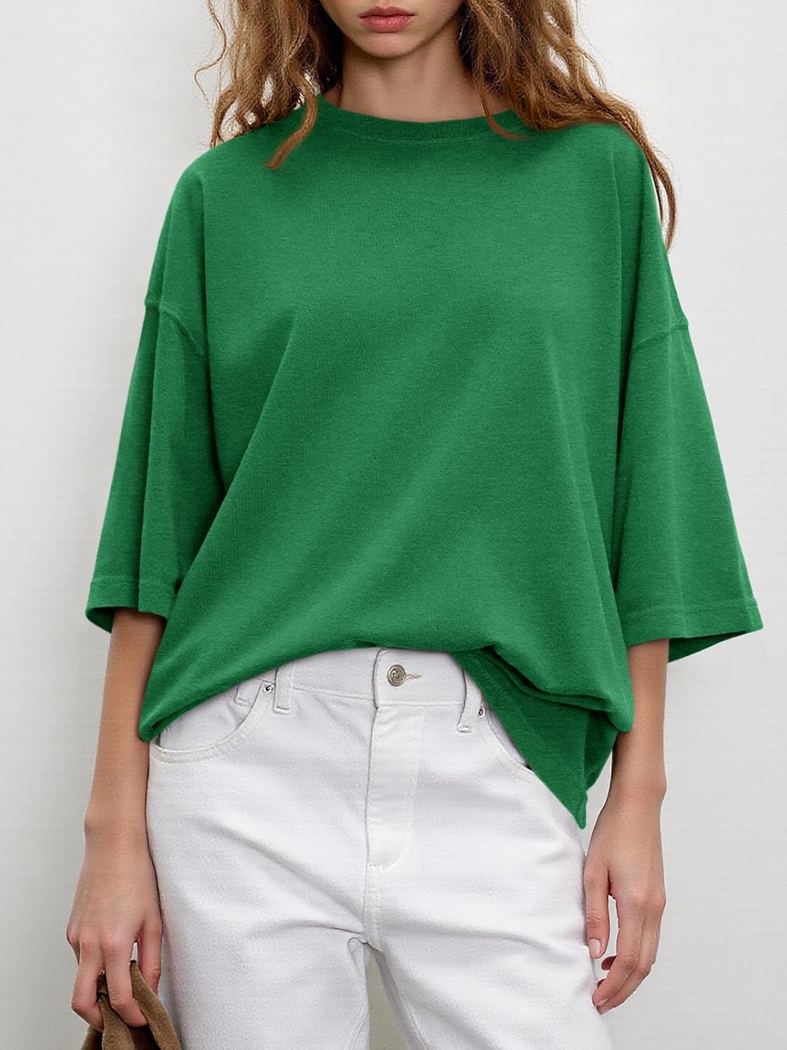 Tankaneo Womens Oversized Half Sleeve T-Shirts Summer Casual Crew Neck Tunic Tops Loose Fit Boxy Basic Tees - Image 4