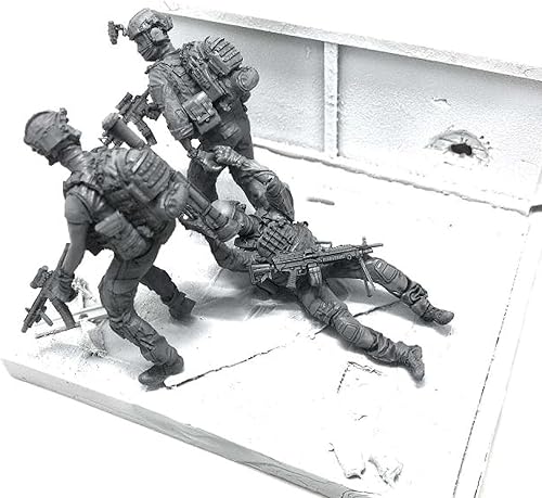 Miniatura 2 de Risjc 1/35 Tema militar Comando de Rescate Camaradas en armas Kit de modelo de resina (3 personas, sin base) sin montar y sin pintar Mini soldado