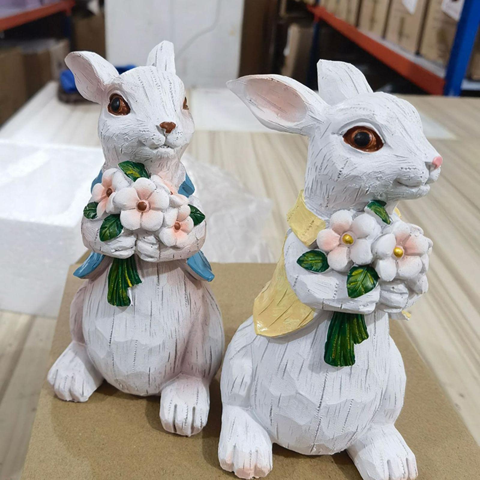 Decorazione Decorazioni Coniglietto in Resina da 5,5 Pollici Figurine di Pasqua Primaverili Ornamento da Tavolo for la Statua di Regali di Pasqua di Coniglio Carino