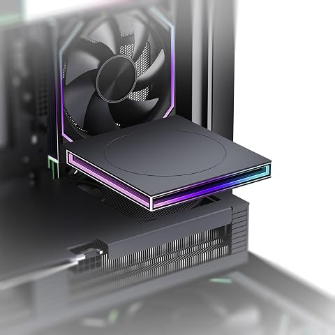 TZMRIT FS-1 PC Case Figurine Stand Regalhalter Plattform RGB, PC Regal für Figuren Computer Zubehör Dekor für Bürospiel, 120MM (BK)