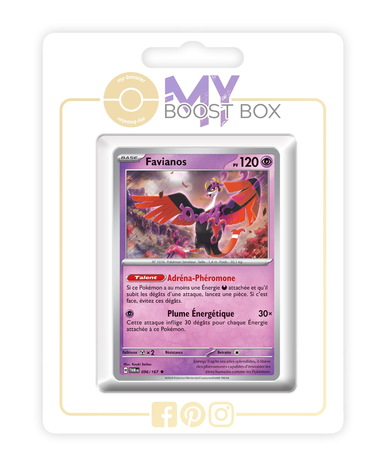 096 167 pokemon card Favianos (Fezandipiti) 96/167 Holo or Reverse (random) - Myboost X Écarlate  et Violet 6
