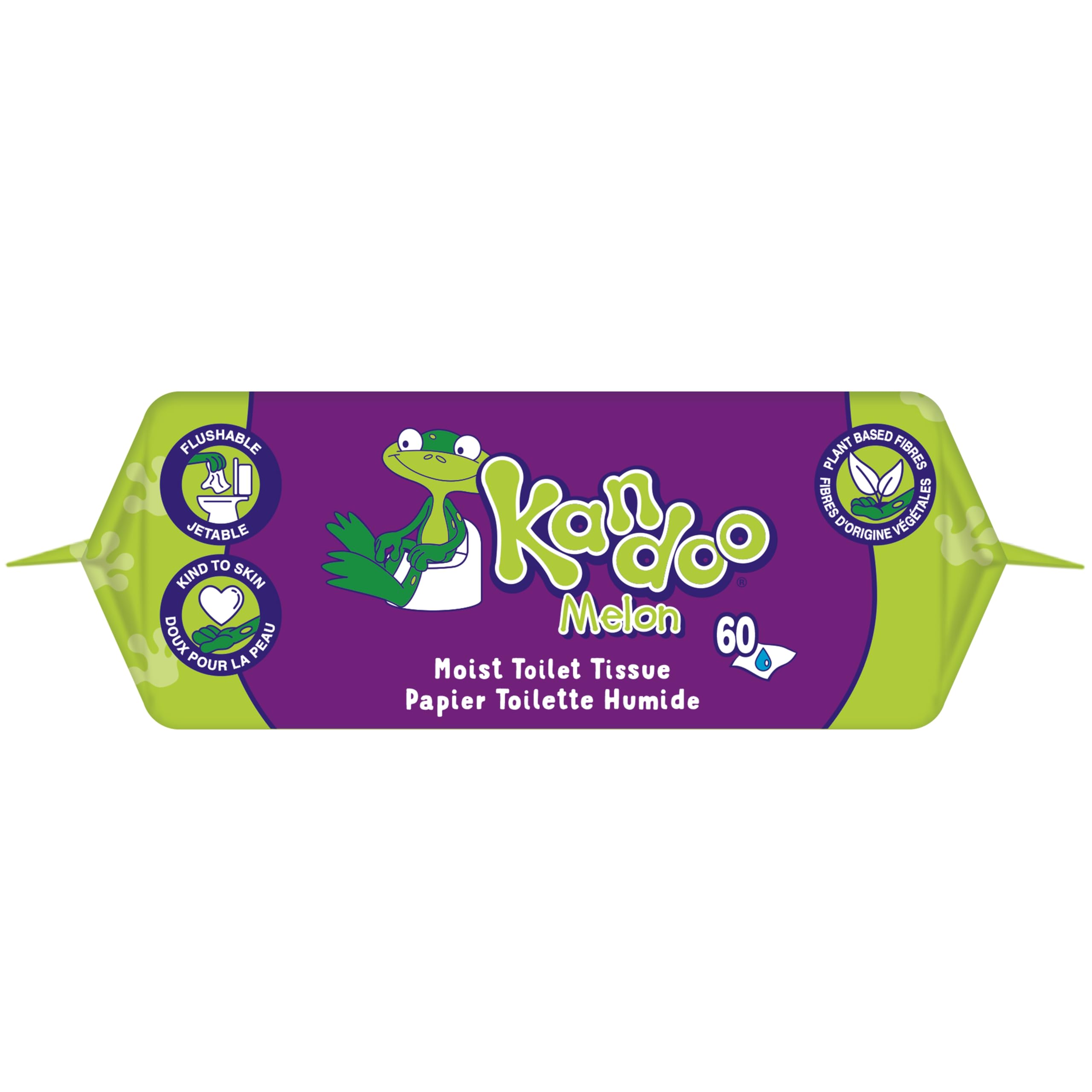 Kandoo - Lingettes Melon - Lingettes Humides Jetables Adaptées aux Enfants - Douceur Extrême - Efficacité Supérieure - Testées sous Contrôle Dermatologique - 1 Pack de 60 Lingettes