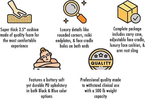 Miniatura 4 de Mesa de masaje portátil profesional prémium con cojín de lujo de 3.5 pulgadas de grosor (azul)