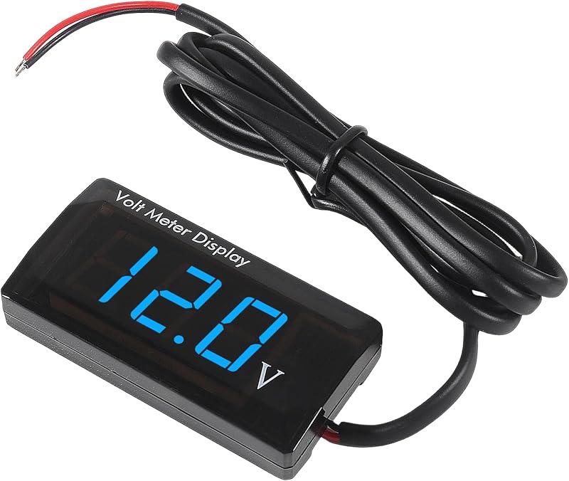DC 12V Car Digital Voltmeter LED Display DC 5-28V Voltage Volt Meter Waterproof Gauge for Car Motorcycle (Blue)
