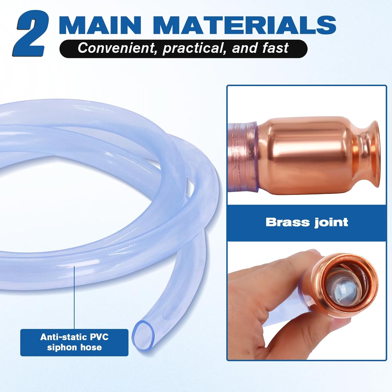 Wadoy 3/4" Siphon Hose, 6FT Shaker Siphon Pump for Gasoline/Gas/Fuel/Water Transfer, Upgrade Multi-Purpose Self Priming Siphon Hose (2 pack)
