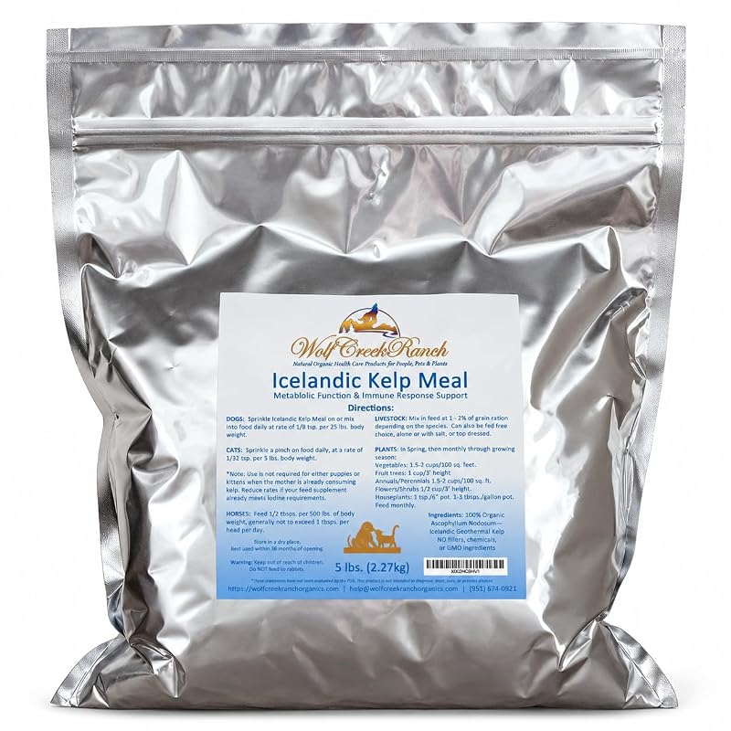 Alimento suplementar de alga kelp islandesa Ascophyllum nodosum Thorvin para cães, gatos e animais de criação, Wolf Creek Ranch, 2,27 kg