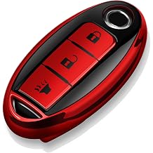 Tukellen Compatible with Nissan Key Fob Cover Soft TPU Key Case for Infiniti X-Trail Rogue Altima Quest Pathfinder Sentra Patrol CIMA Fuga Armada Teana Murano 3 Buttons Key Shell-Red