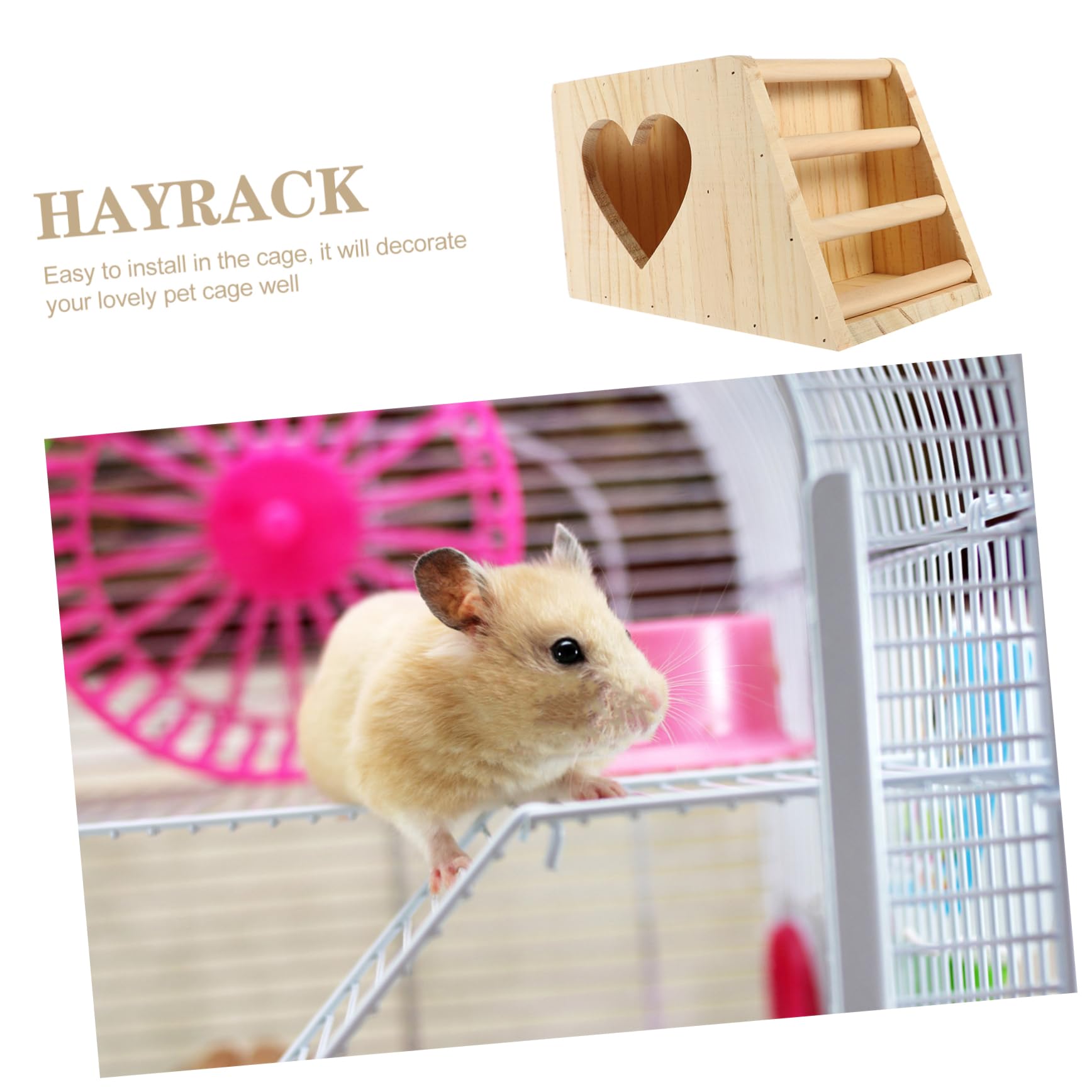 Happyyami Supporto Alimentare Legno Per Conigli e Piccoli Animali Rack Stante Multifunzionale Con Doppio Scomparto Per Fieno e Cibo Fresco Design Sicuro e Divertente Per Gioco e La