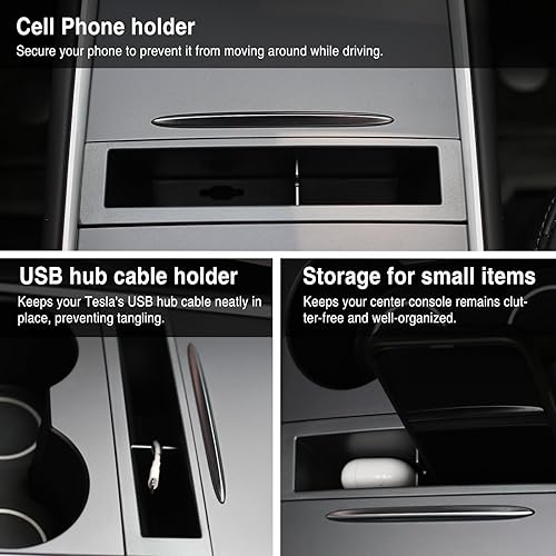 Miniatura 4 de Organizador de consola central para Tesla modelo 3modelo Y consola central con ranura para teléfono compatible con Tesla USB Hub Tesla Accesorios de