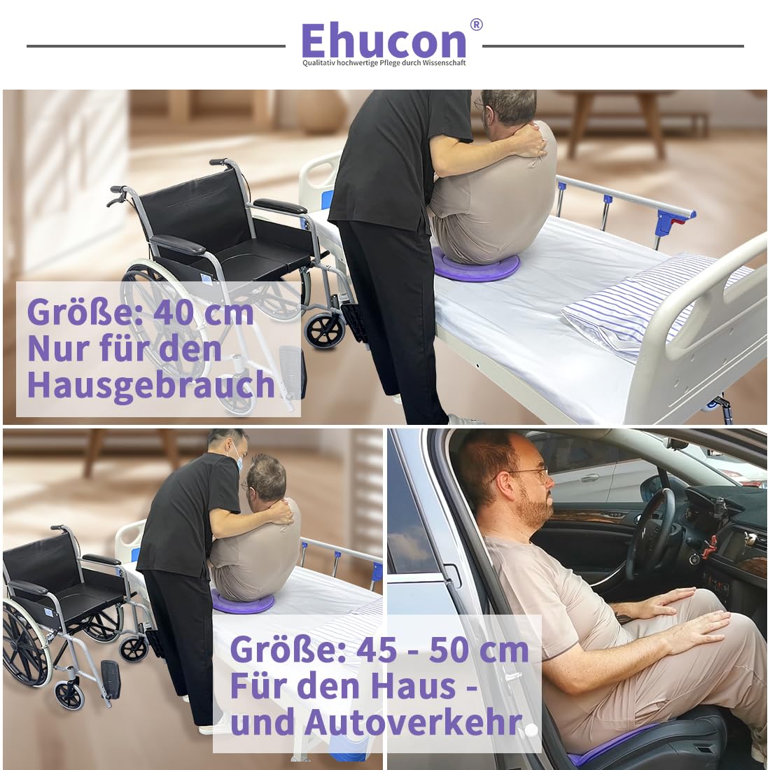 Drehbares Sitzkissen 360 Grad drehbares Sitzkissen Leichtes tragbares Pivot Disc Pad für ältere, leicht drehbare drehbare Autositze (Mittel)