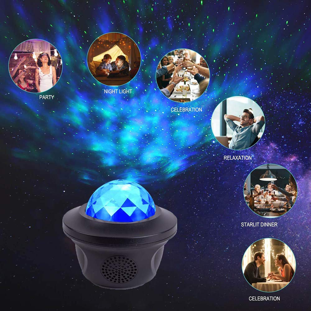 LED Sternenhimmel Projektor Baby Nachtlichter & schlummerleuchten für Kinder, Projektor Lampe Ozean mit Fernbedienung und Timer, Bluetooth Lautsprecher