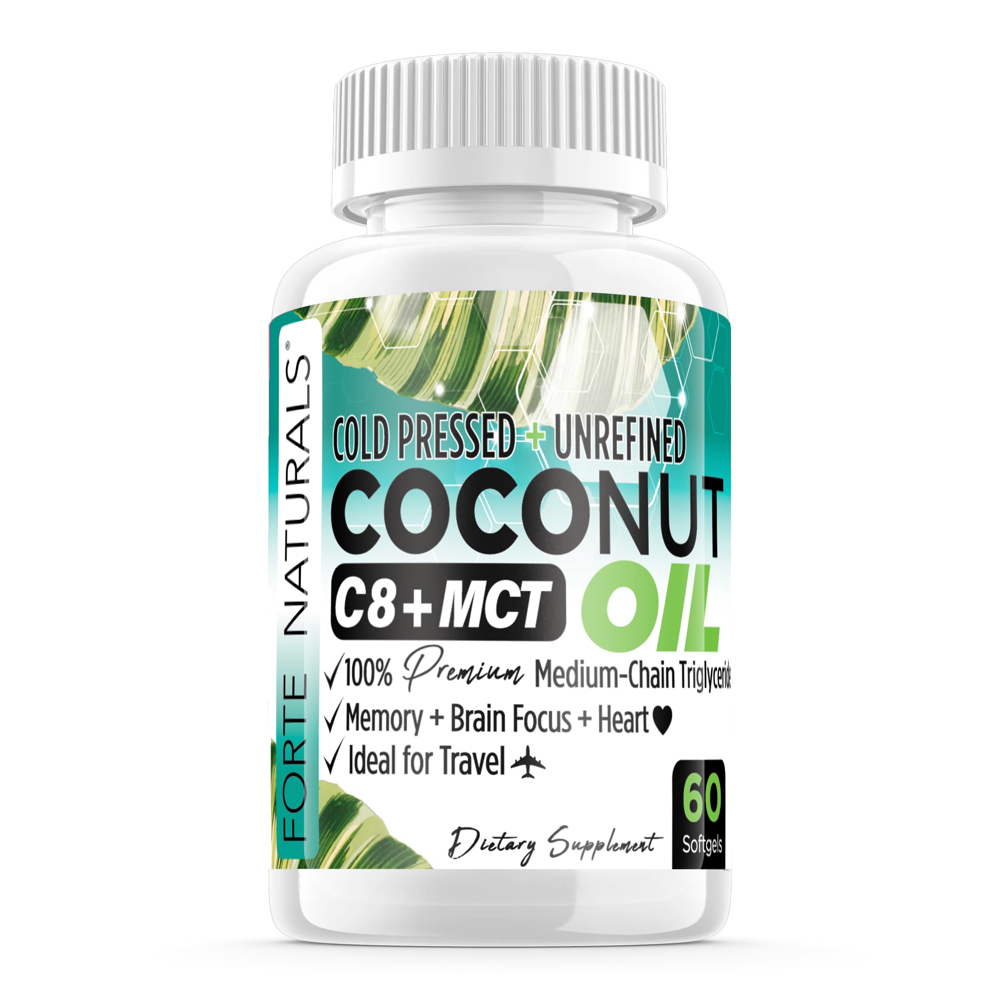 Coconut Oil Softgels Coconut Oil Capsules Super GLP-1 Gut Health, Digestive Balance & Energy Support Cold Pressed, Unrefined Non-GMO, Keto Friendly Supplement f