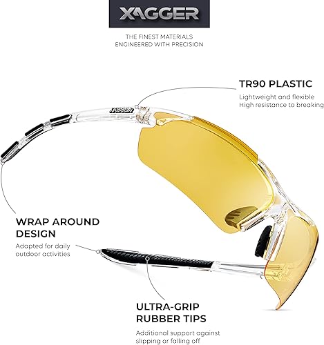 Miniatura 2 de Xagger Lentes de sol polarizados deportivos para hombres y mujeres, con diseño envolvente, UV400, para correr, béisbol, sóftbol, ciclismo, conducción