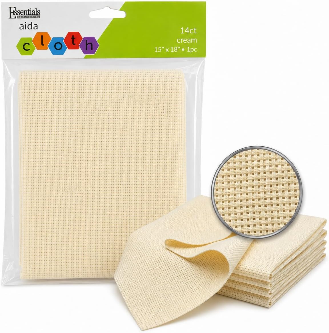 Essentials by Leisure Arts 14ct Aida Cloth, 15x18 Inch, Cream
