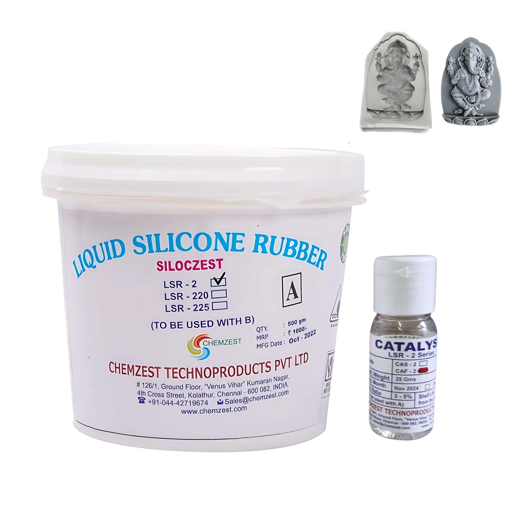 rana polymers SILOCZEST LSR 2 Liquid Silicone Rubber for Resin Art Craft, POP & Clay Mold Making Applications (fast, 500 gm)-picture-19