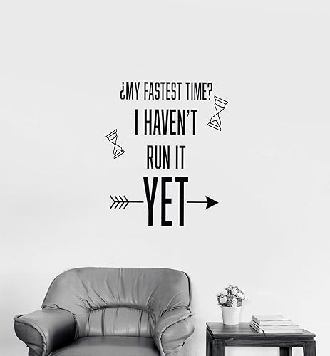 Miniatura 3 de Calcomanía de pared con frase en inglés My Fastest Time I Haven't Run It Yet Track and Field Running Quote para niñas y niños, dormitorio, mente