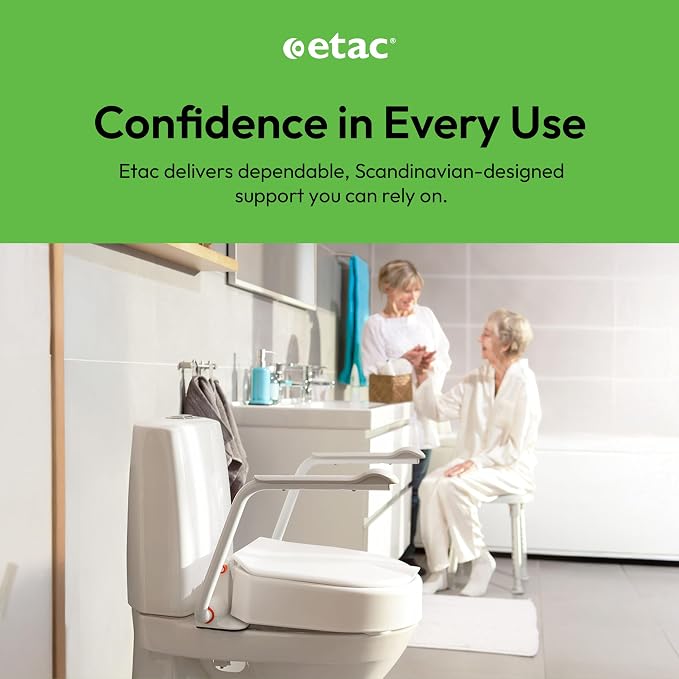 Elevador Fijo para Asiento de Inodoro Etac Hi-Loo – Elevador Estable y Cómodo con Apoyabrazos Abatibles, Montaje Fijo, Diseño Ergonómico, Ajuste a la Mayoría de Inodoros – Altura 10 cm (3,94 pulgadas) miniatura 7