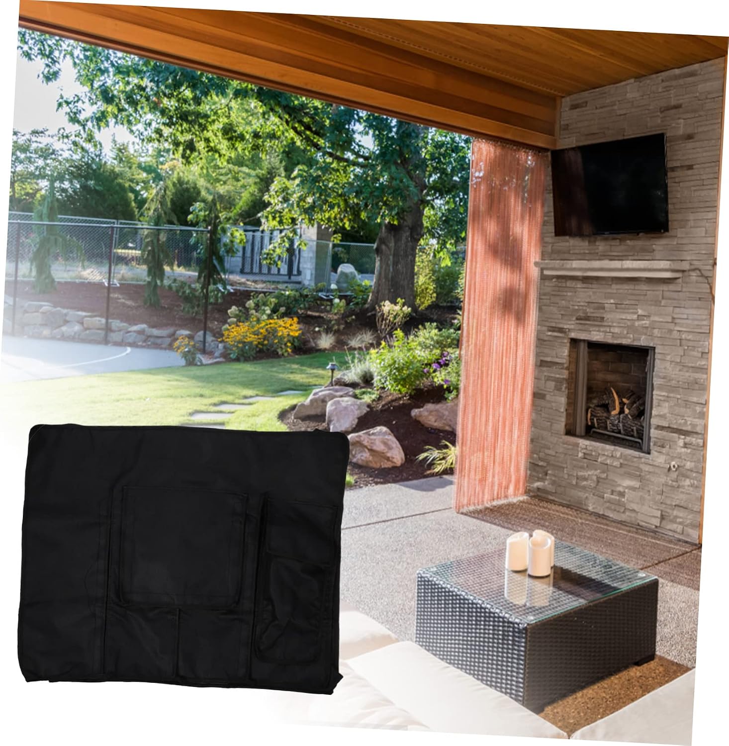 KOMBIUDA Outdoor Tv Cover Protector for Lcd Led Screens Full Coverage and Television Protector Remote Storage for Garden and Patio Use