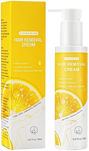 Crema depilatoria, sabor a limón, sin dolor, no irritante para pieles sensibles, 5.07 onzas líquidas, para zonas íntimas, brazos, piernas, axilas,