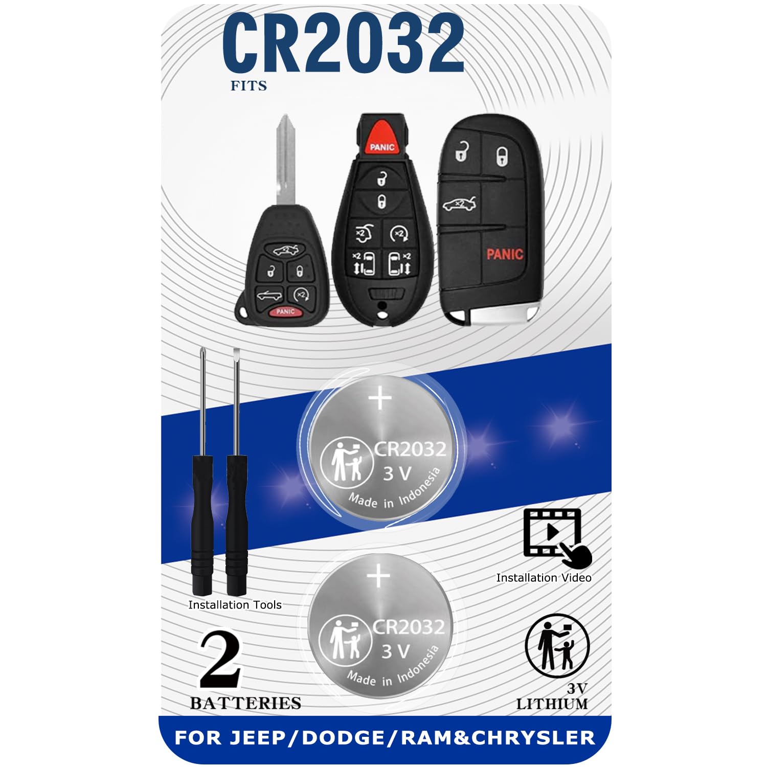 Sony CR2032 Key Fob Batteries – 2 Pack, Smart Key Remote Battery For Chrysler & More