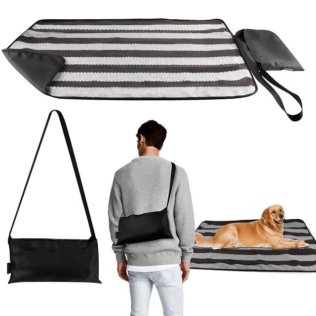 ACUSHLA Manta para mascotas, 100 x 70 cm, impermeable, para exteriores, color negro y blanco