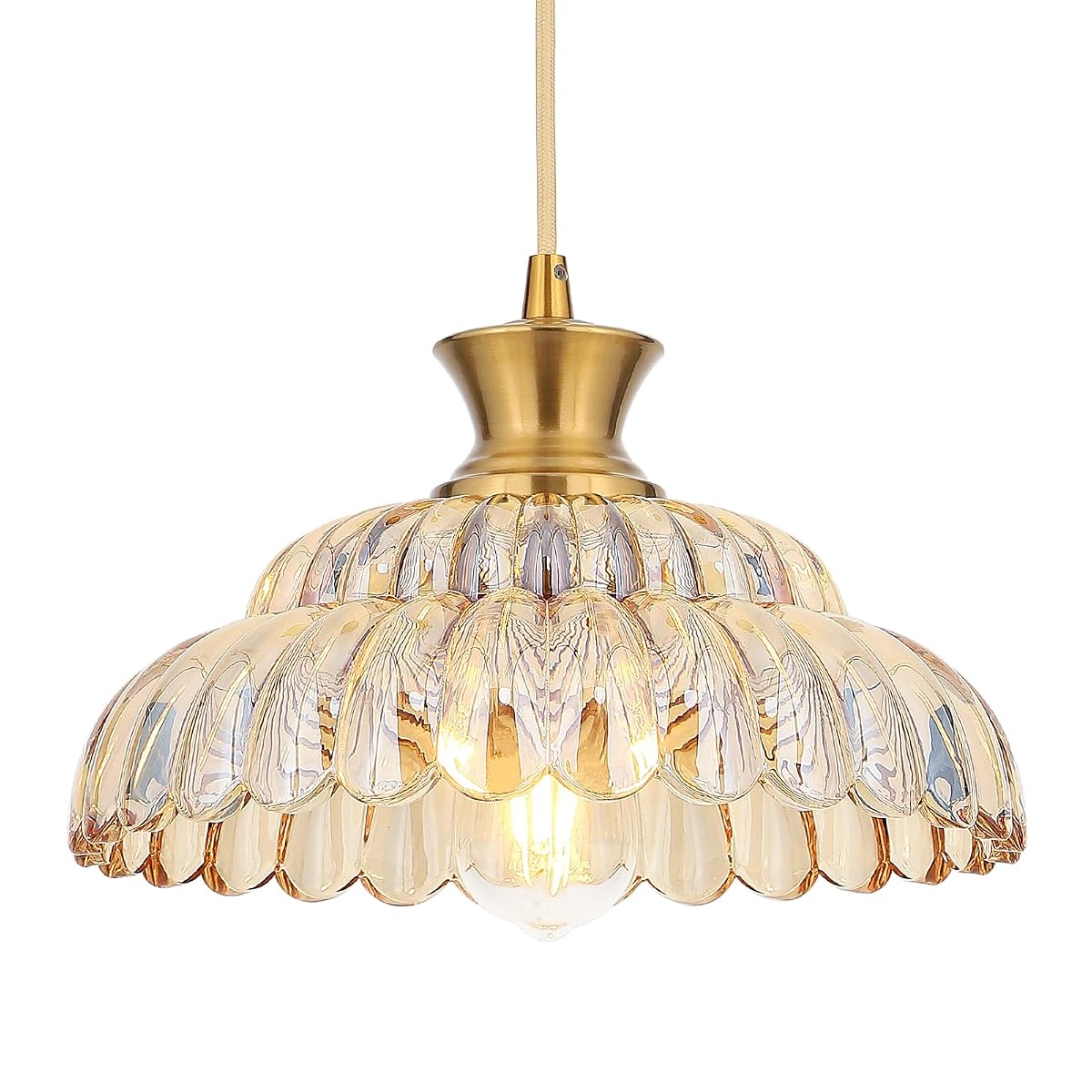 Mgcanyu Amber Glass Pendant Lights 2Pack Brushed Gold Lighting 11.8 Glass Light