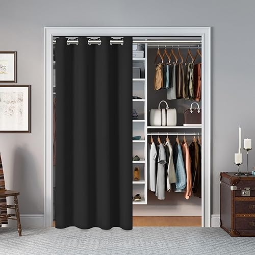 Miniatura 2 de Cortinas de puerta para privacidad de puerta, cortinas negras con ojales para dormitorio, cortina de ventana de puerta, cortinas de aislamiento