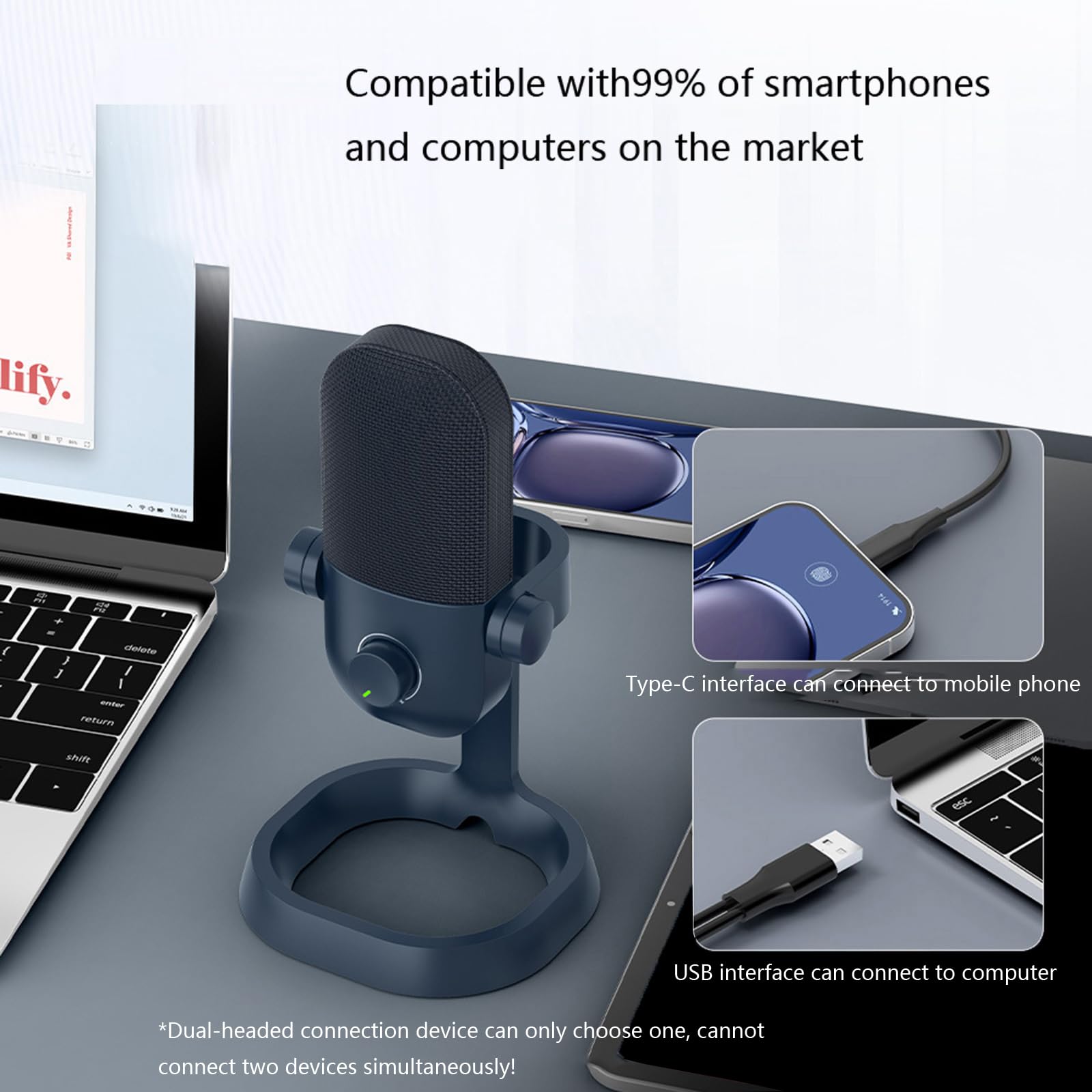 Microfono a condensatore portatile da studio con risposta in frequenza 20Hz 20kHz e cancellazione del rumore Streaming Pickup