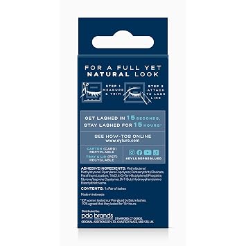 Eylure Press On Pre-Glued False Eyelashes, 3/4 Length Lashes, No. 005, 1 Pair