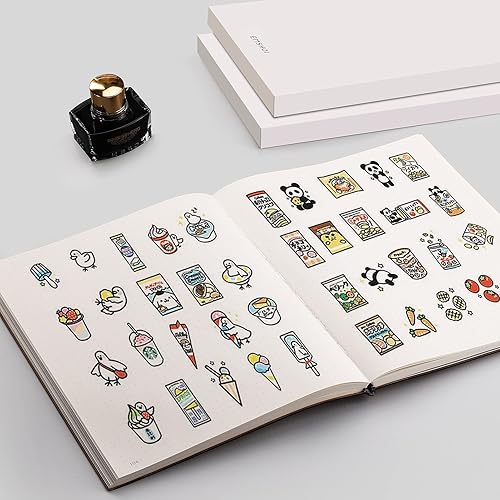 Miniatura 6 de EMSHOI Cuaderno de viñetas de puntos, diario grande de piel blanda B5, 192 páginas numeradas de 3.53 ozm, cuaderno de cuadrícula de puntos gruesos