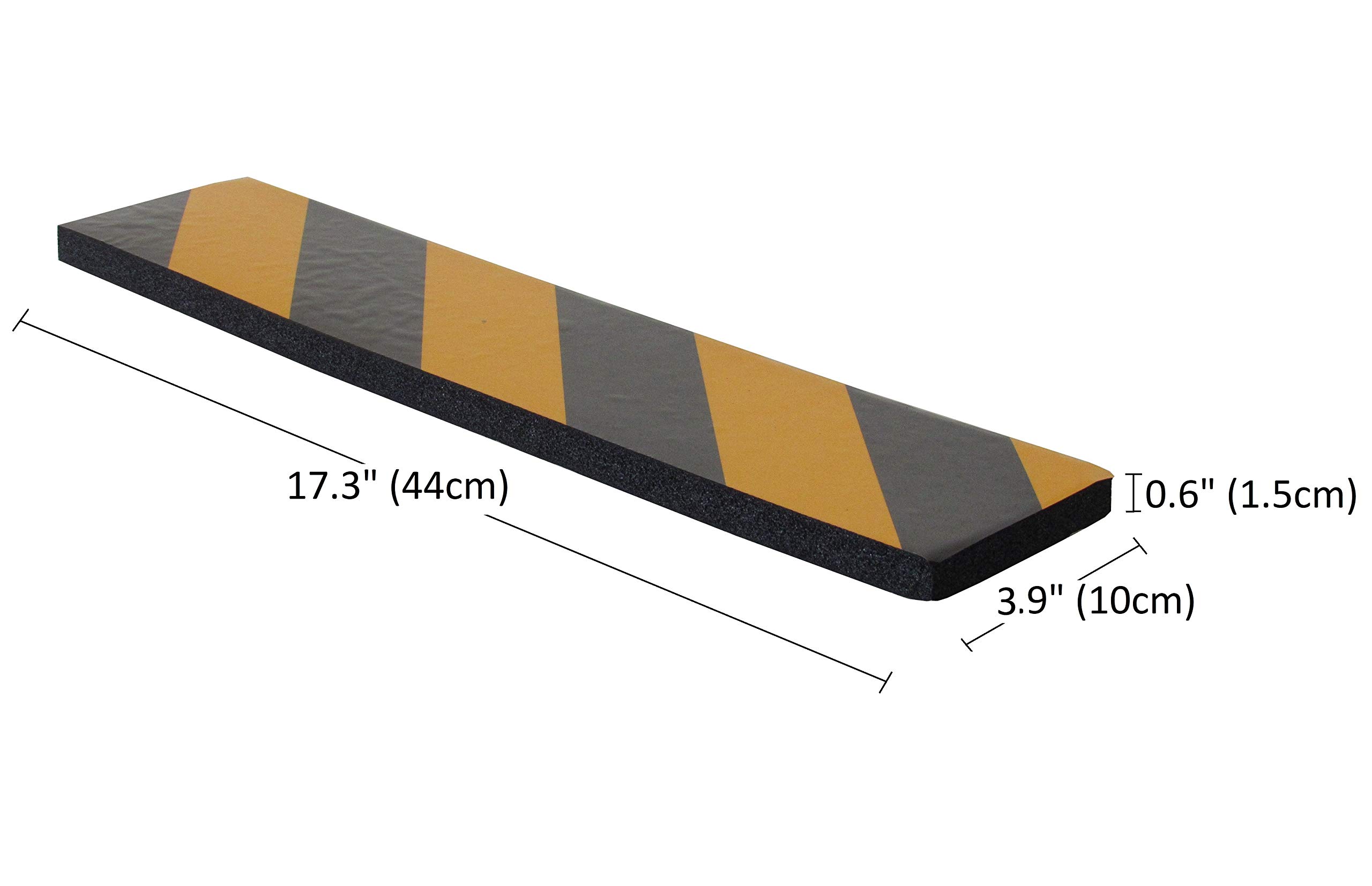Paracolpi Adesivi da Parete, in Gomma Schiumata, per Parcheggi, Garage e Magazzini, 44x10x1,5 cm, 4 pezzi (Nero Giallo)